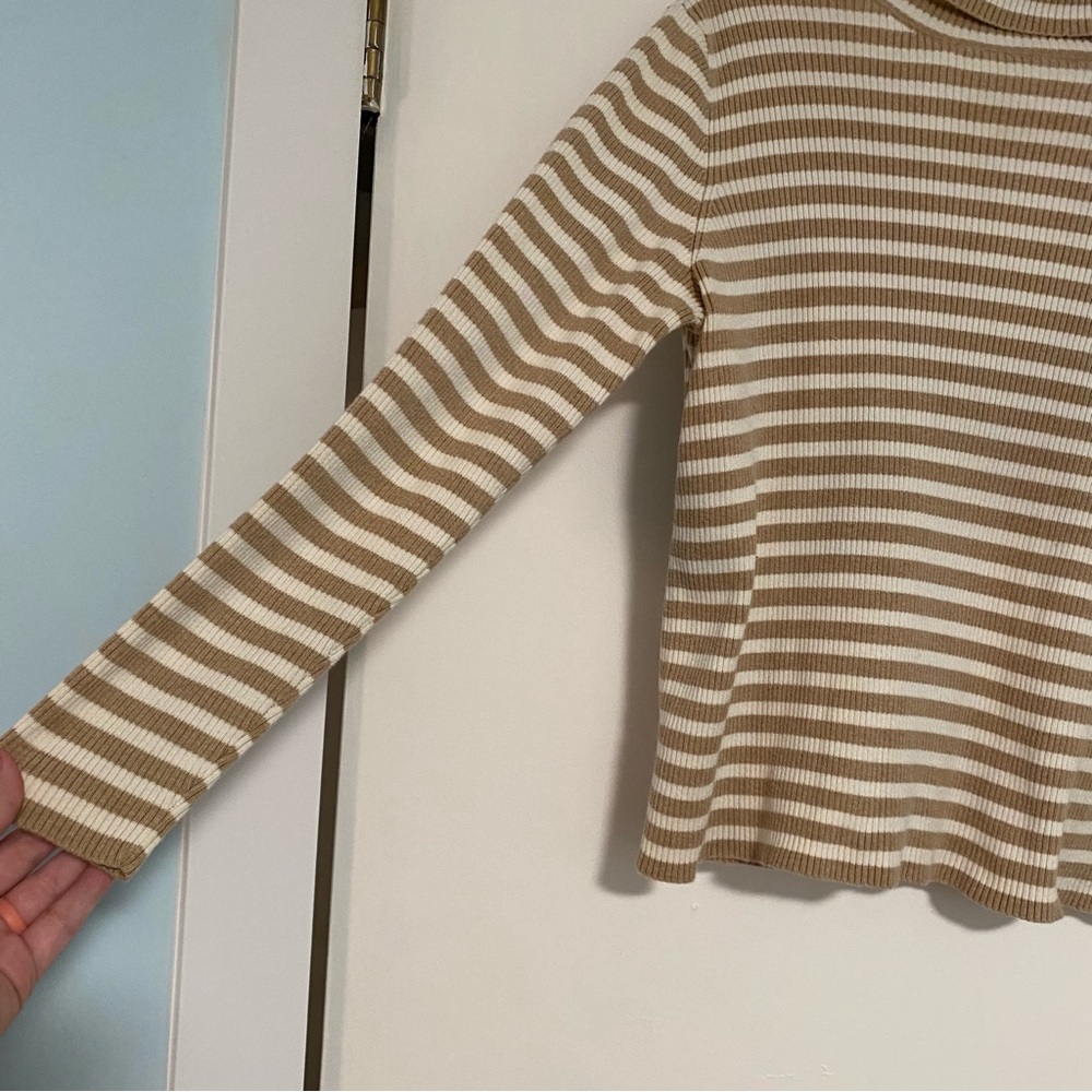Ralph Lauren Beige/Brown Turtleneck Sweater Top Women's Size L 100% cotton - Picture 3 of 5
